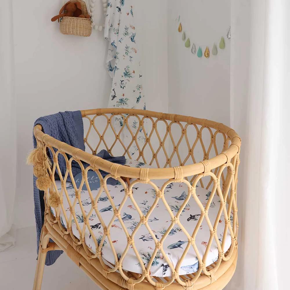 Bassinet Sheet / Change Pad Cover - Ocean