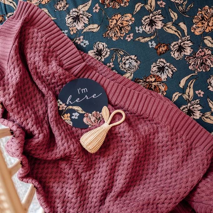 Diamond Knit Baby Blanket - Mauve