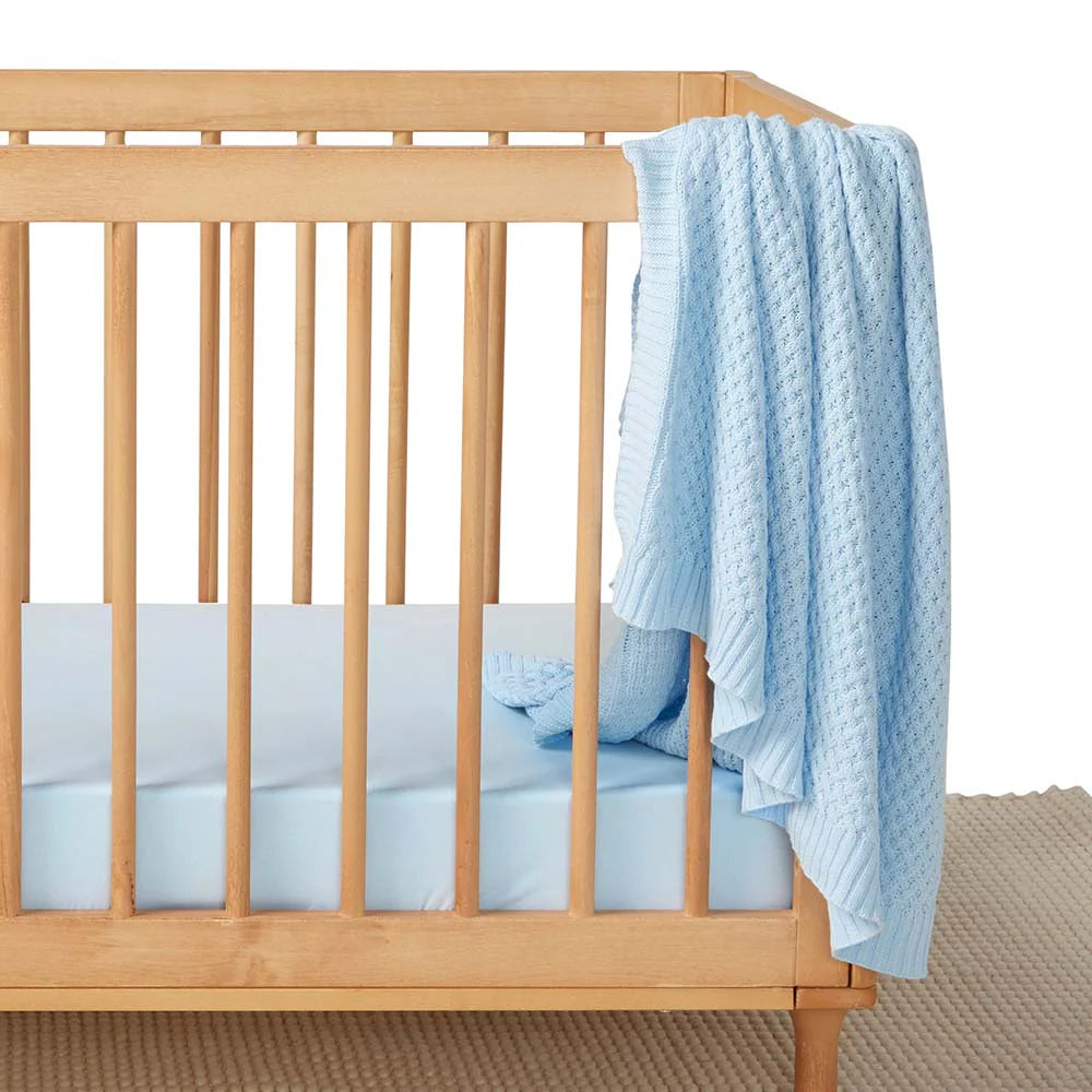 Diamond Knit Baby Blanket - Baby Blue