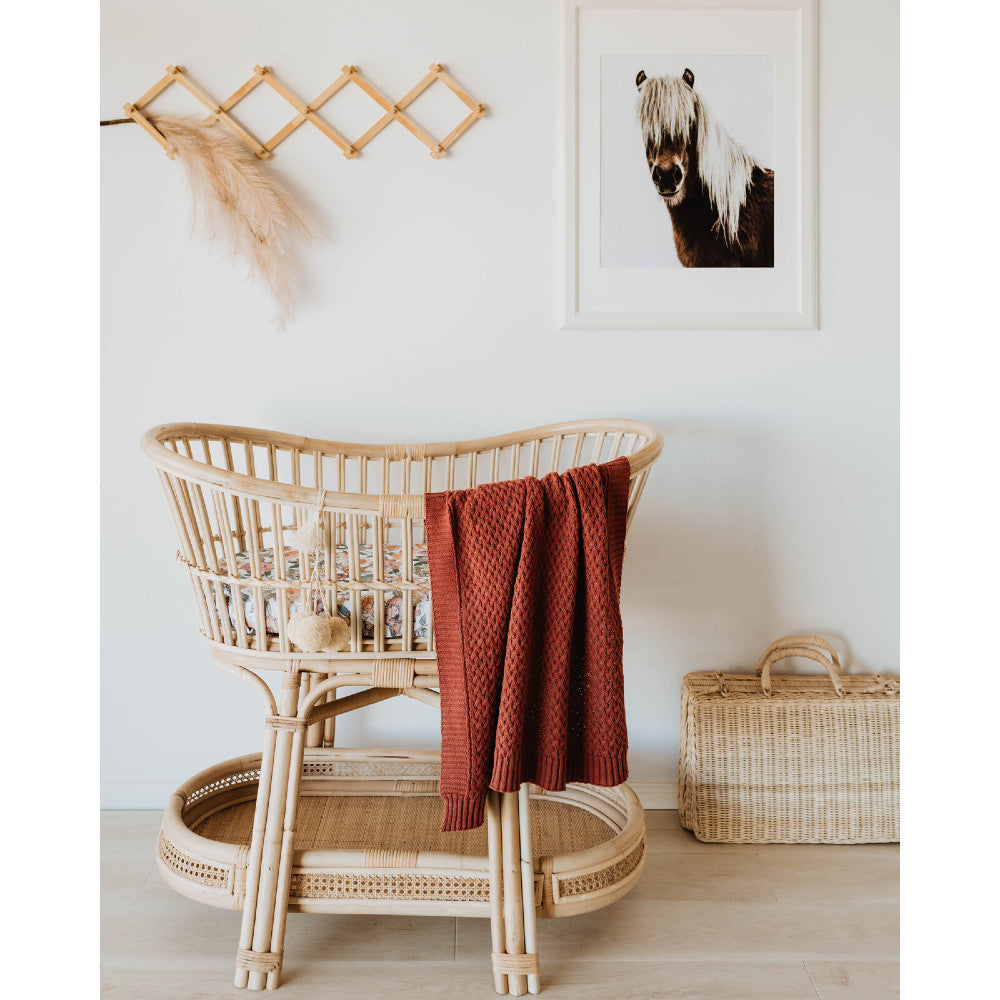 Diamond Knit Baby Blanket - Umber