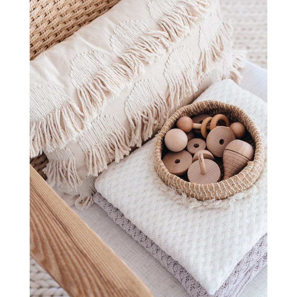 Diamond Knit Baby Blanket - White