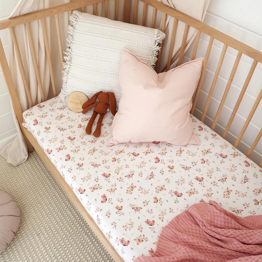 Fitted Cot Sheet - Butterfly