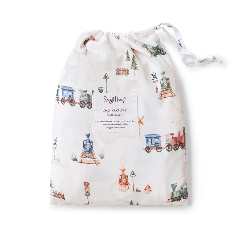Fitted Cot Sheet - Trains