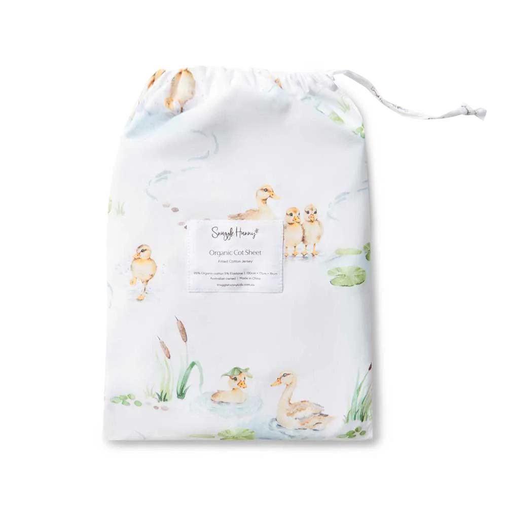 Fitted Cot Sheet - Duck Pond