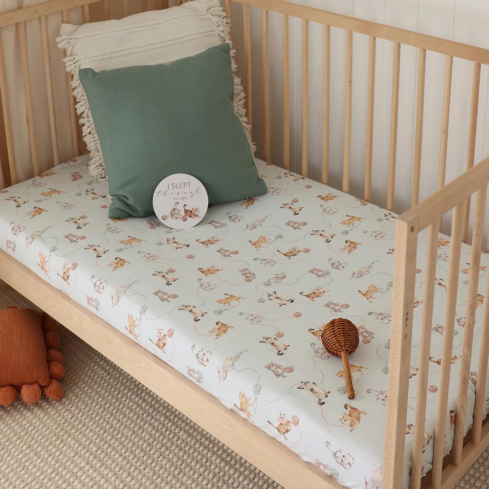 Fitted Cot Sheet - Kittens