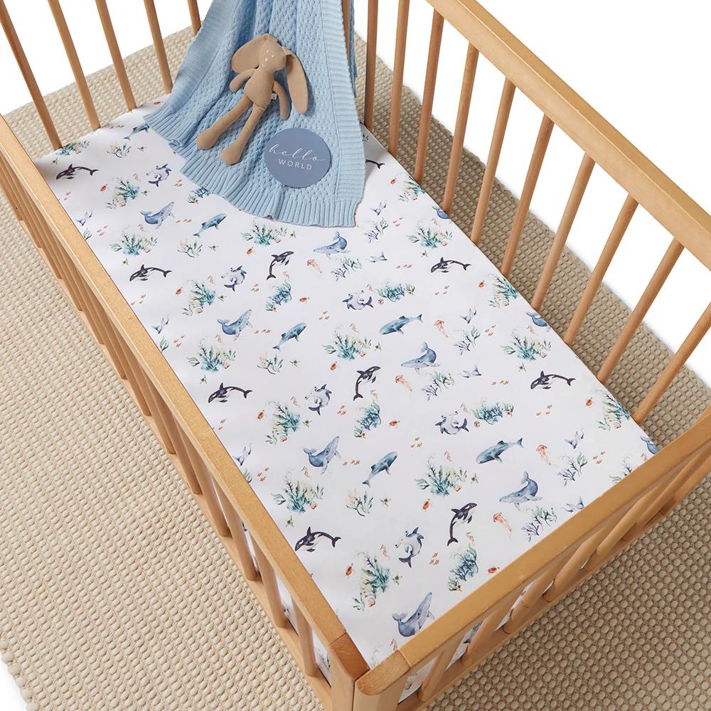 Fitted Cot Sheet - Ocean