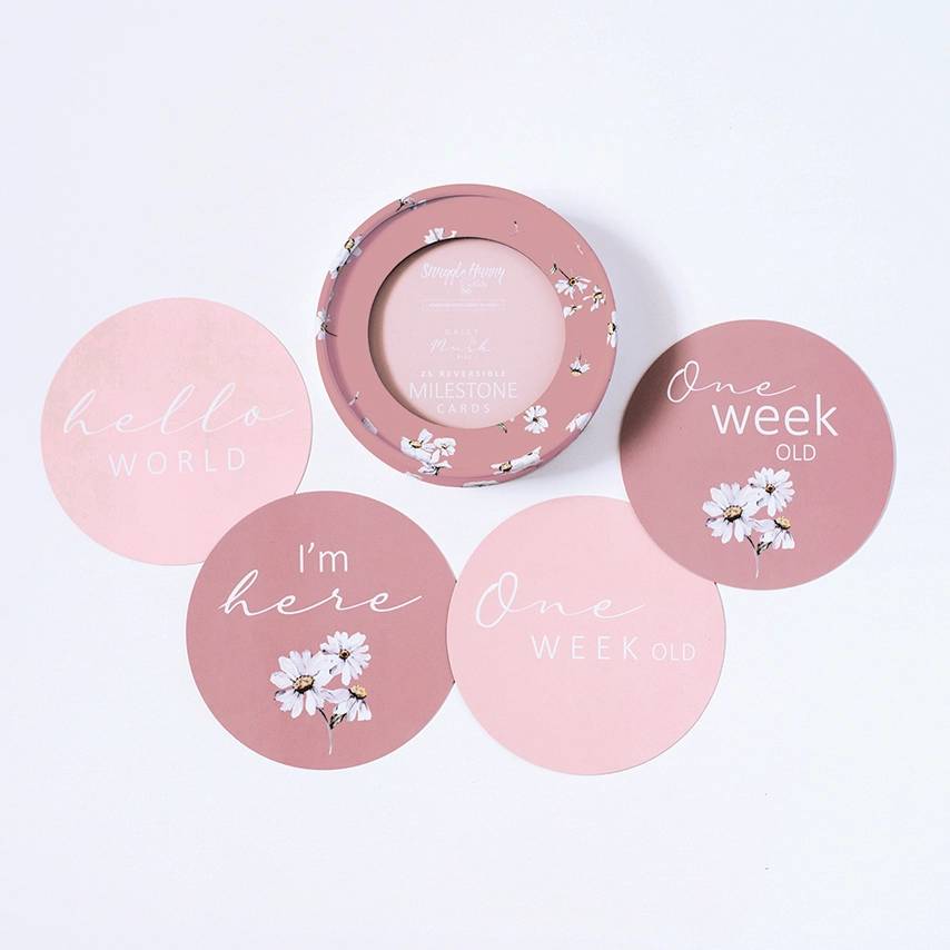 Reversible Milestone Cards - Daisy & Musk Pink