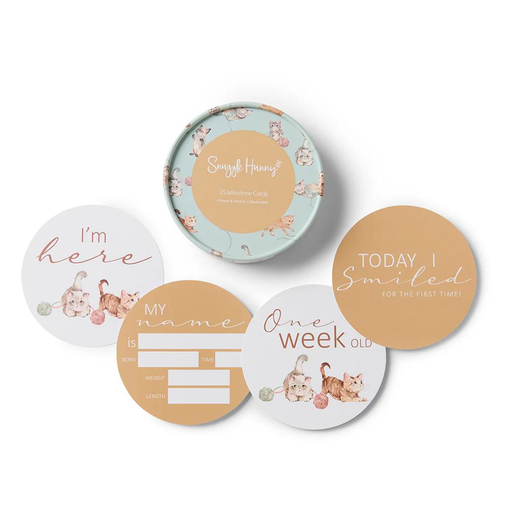Reversible Milestone Cards - Kittens & Pebble