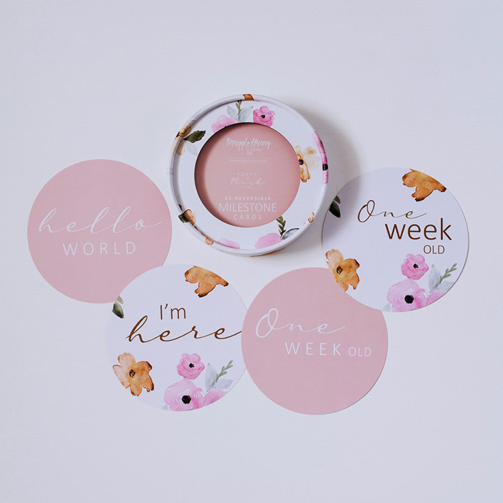 Reversible Milestone Cards - Poppy & Musk Pink