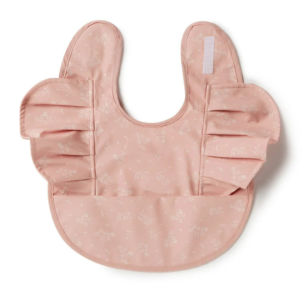 Snuggle Bib with Frill - Dusty Rose Flower