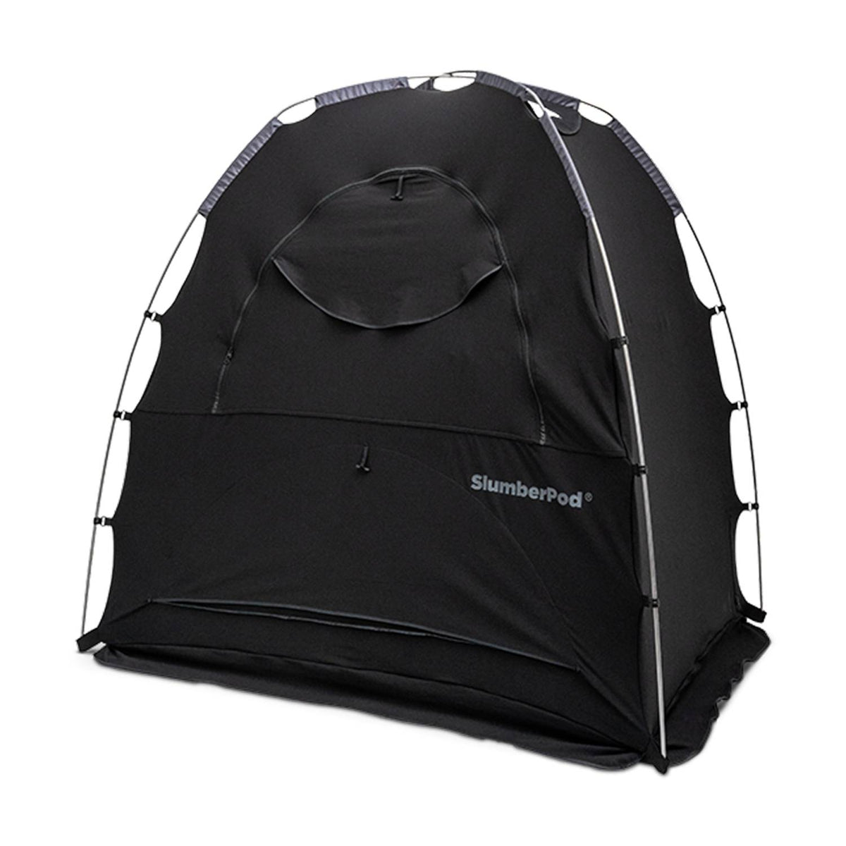 Black SlumberPod tent on a white background