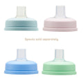 Four plastic spouts in pastel colors on a white background with text indicating they are sold separately.