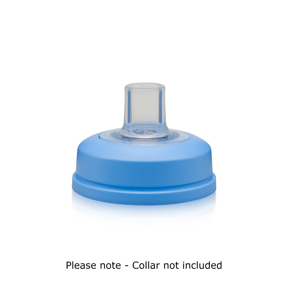 Silicone spout in blue collar on white background with text indicating the collar is not included.