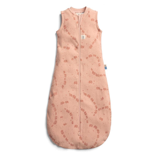 Pink sleeveless wearable blanket with elephant pattern on a white background
