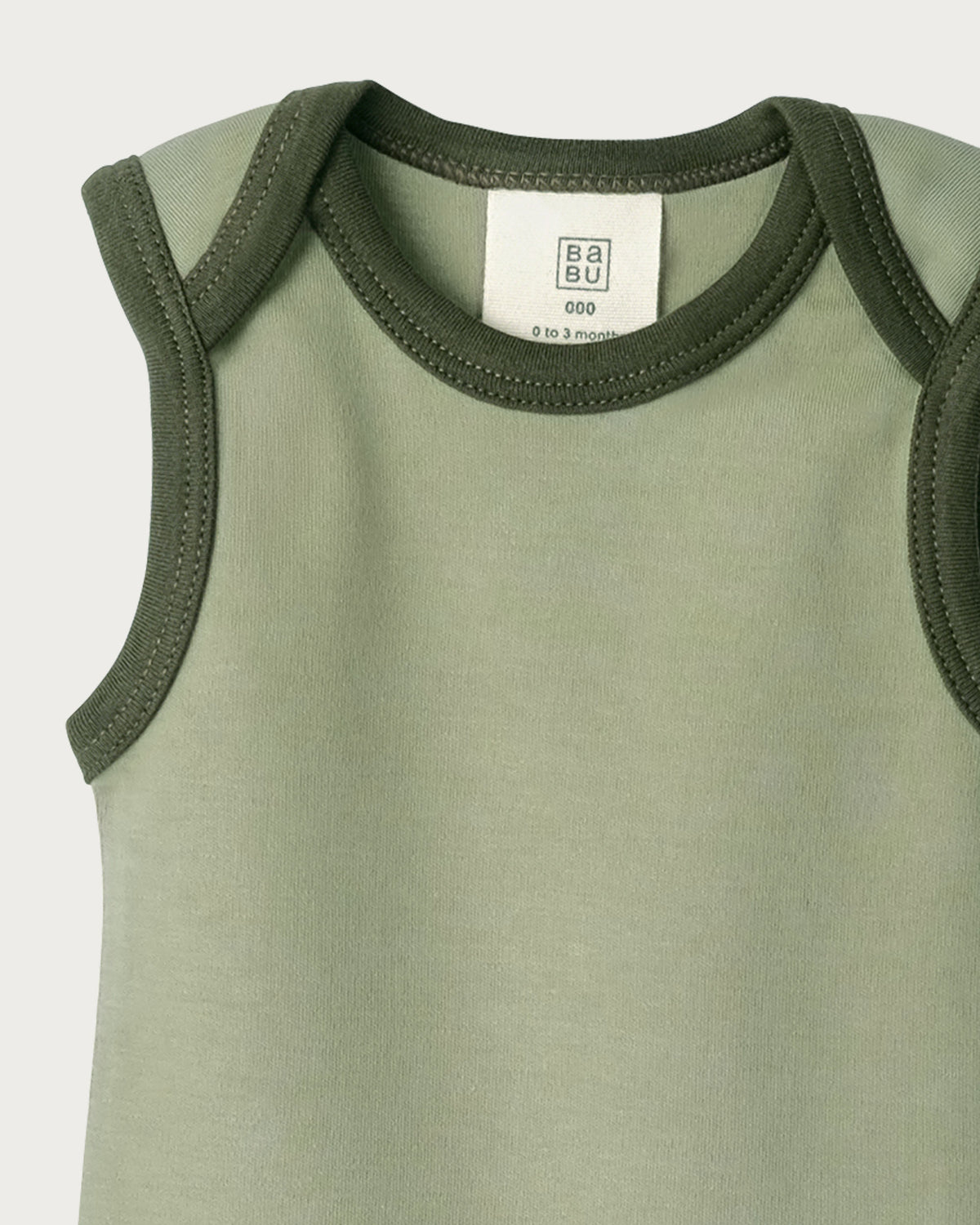 Babu Cotton Singlet Bodysuit - Sage Contrast