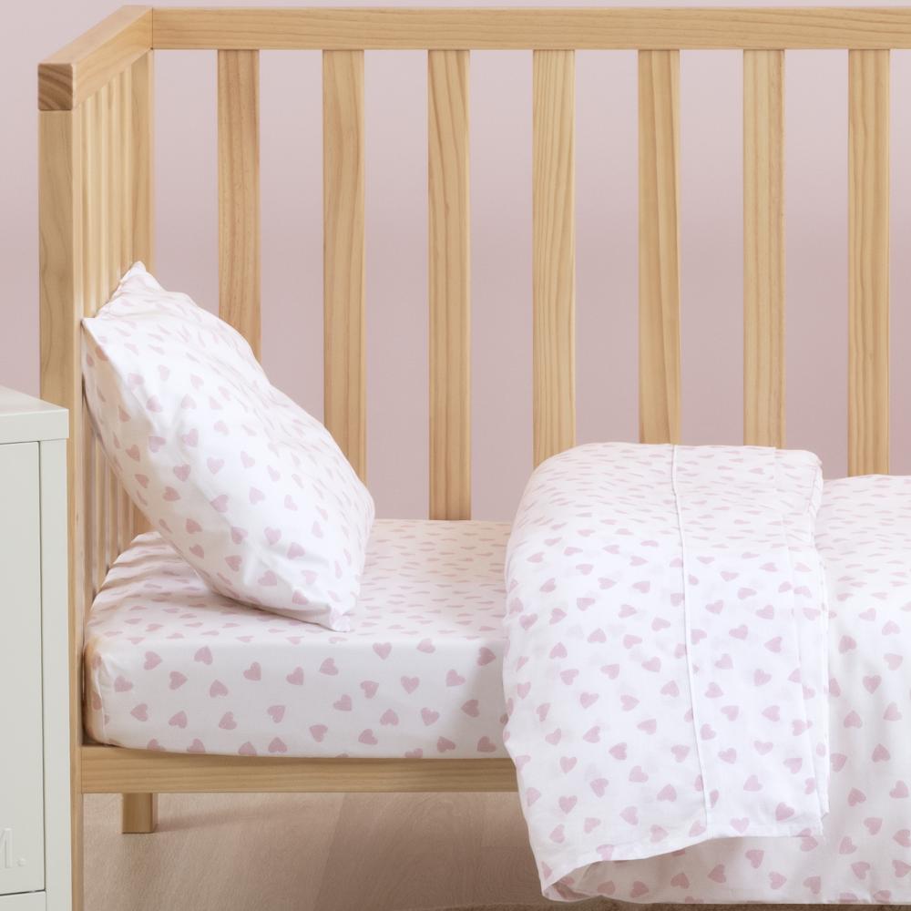Cotton Cot Flat Sheet - Lots of Love