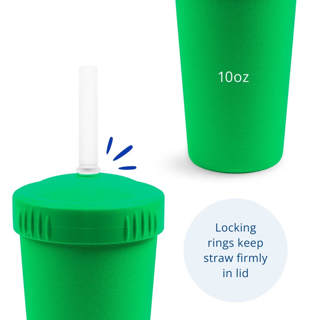 Straw Cup with Silicone Straw - Kelly Green