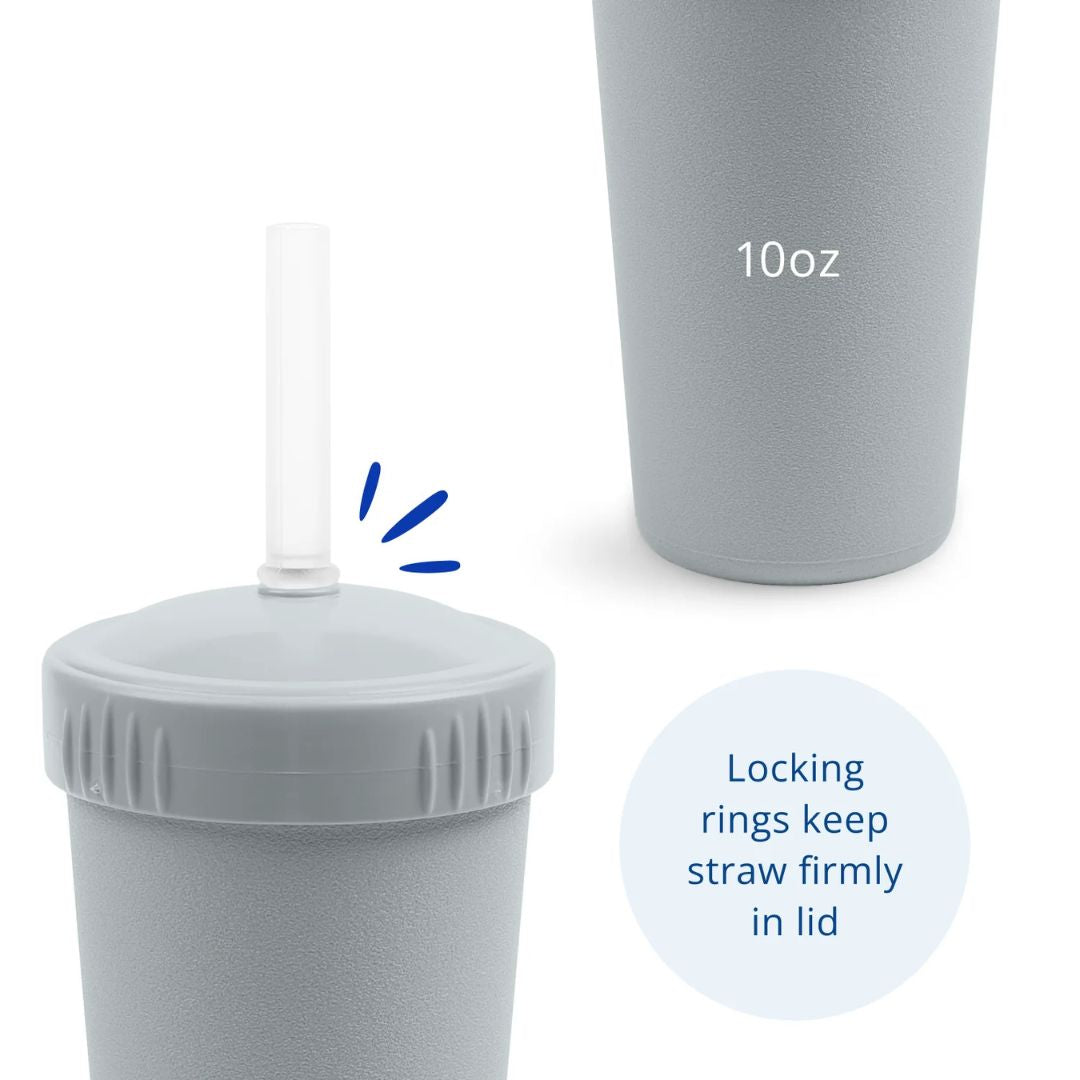 Straw Cup with Silicone Straw - Grey