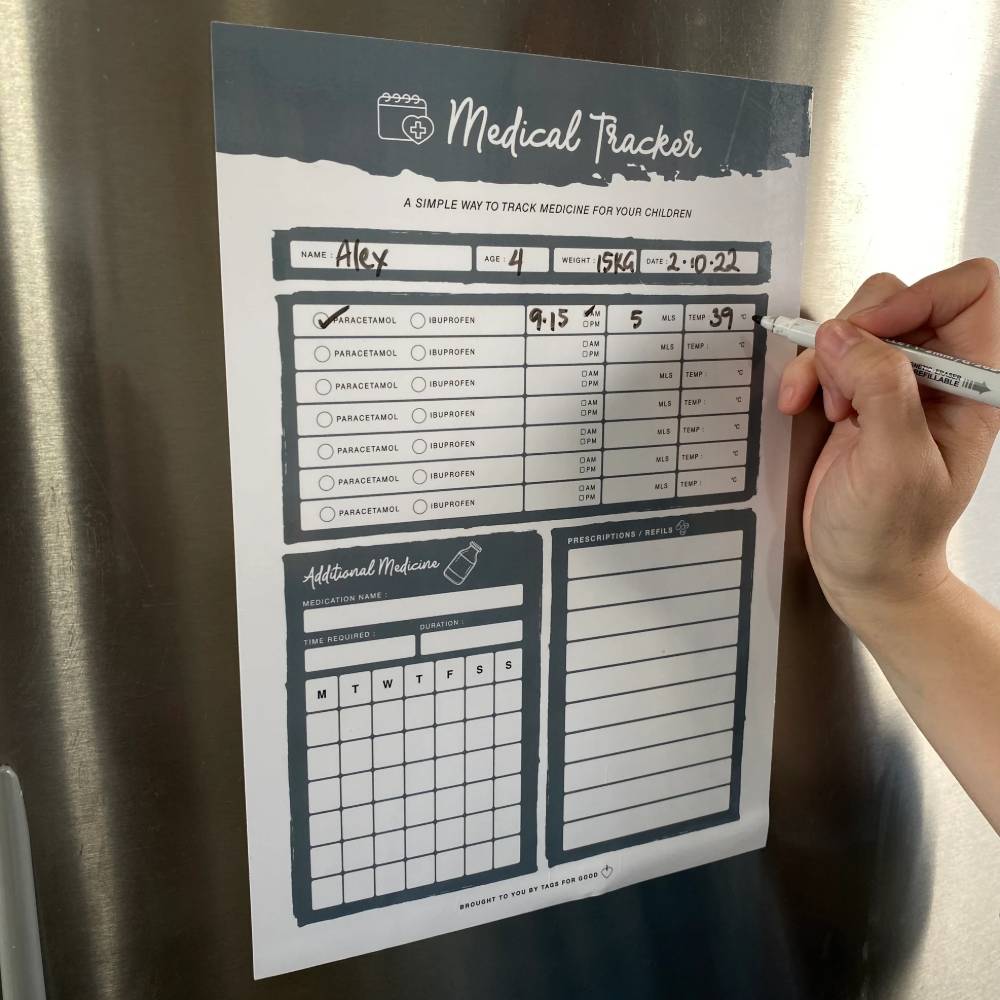Tags For Good Medical Tracker Fridge Magnet - Cream