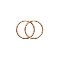 Two rose gold rings on a white background