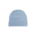 Organic Cotton Newborn Beanie - Blue on a white background.