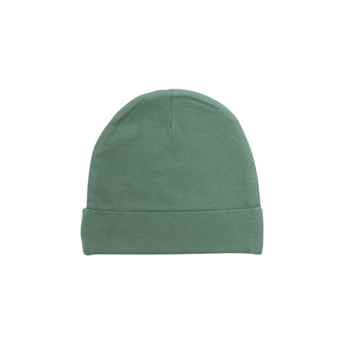 Organic Cotton Newborn Beanie - Fern (green) on a white background.