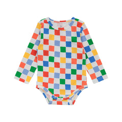 Organic Cotton Long Sleeve Bodysuit - Check