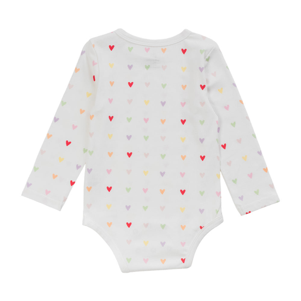 Organic Cotton Long Sleeve Bodysuit - Mini Hearts