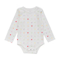 Organic Cotton Long Sleeve Bodysuit - Mini Hearts on a white background. White with an all over heart print. 