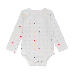 Organic Cotton Long Sleeve Bodysuit - Mini Hearts