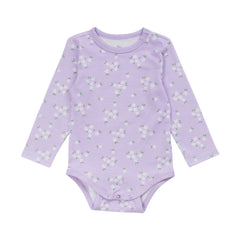 Organic Cotton Long Sleeve Bodysuit - Lilac Daisy