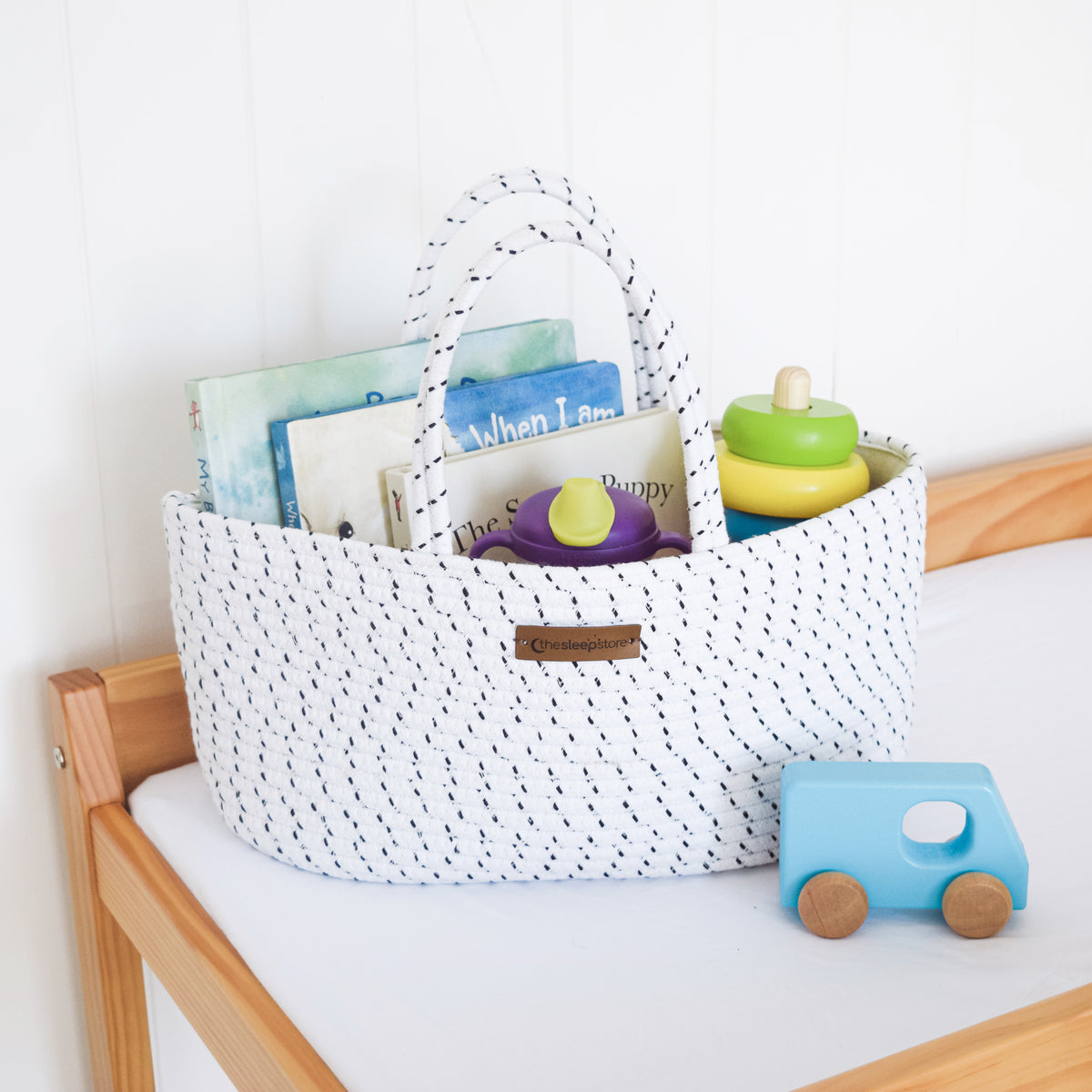 Cotton Rope Nappy Caddy - White