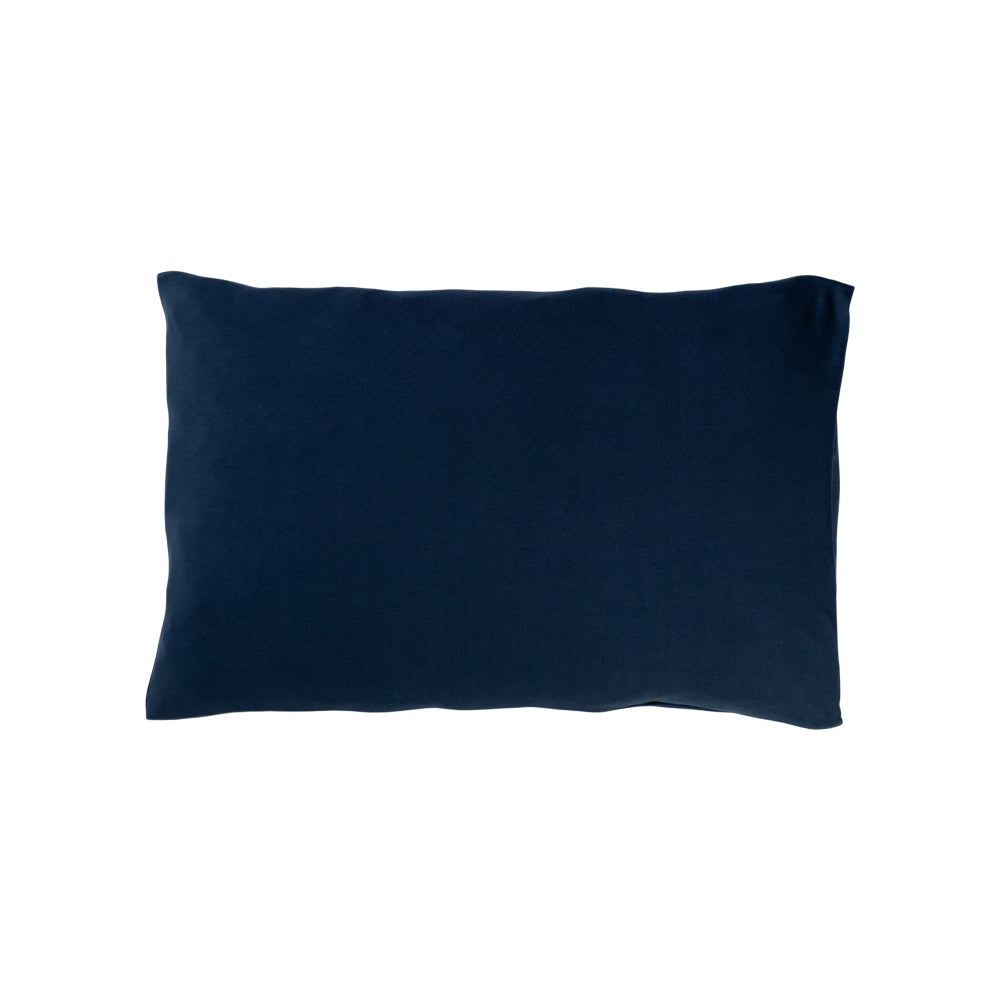 Cotton toddler pillowcase in a solid navy colour on a white background. 