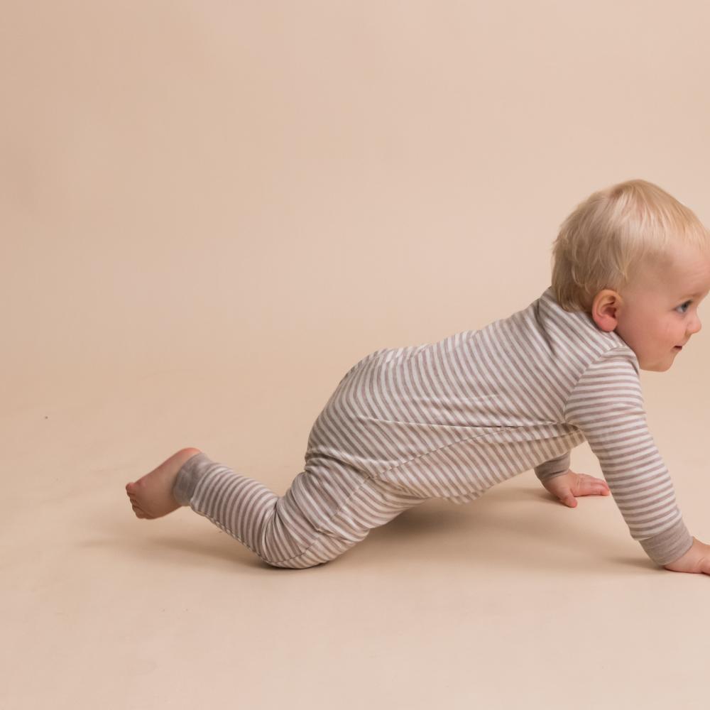 Merino Jersey Zipsuit - Honey Stripe
