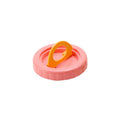 Pink lid with an orange handle on a white background