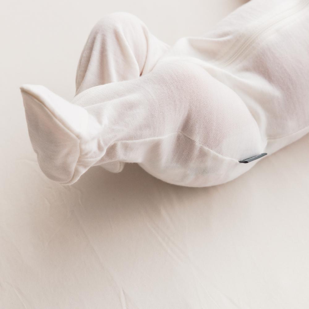 Merino Jersey Footed Zipsuit - Cream