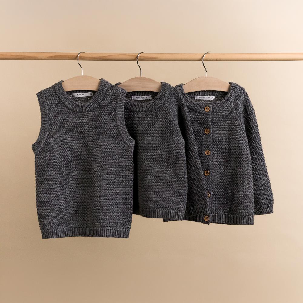 Merino Knit Crew Jumper - Grey Marl