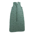 A sleeveless cotton baby sleep sack with fern safari print, shown flat against a white background.