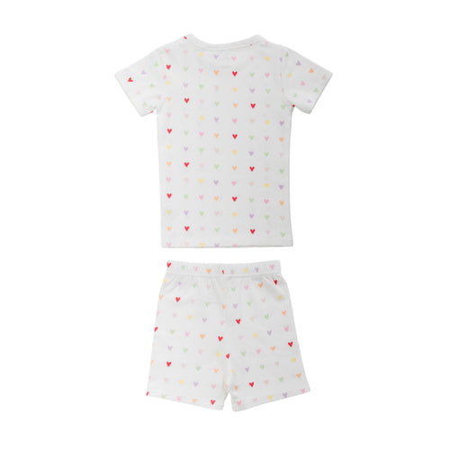 Organic Cotton Short Sleeve Pyjamas - Mini Hearts