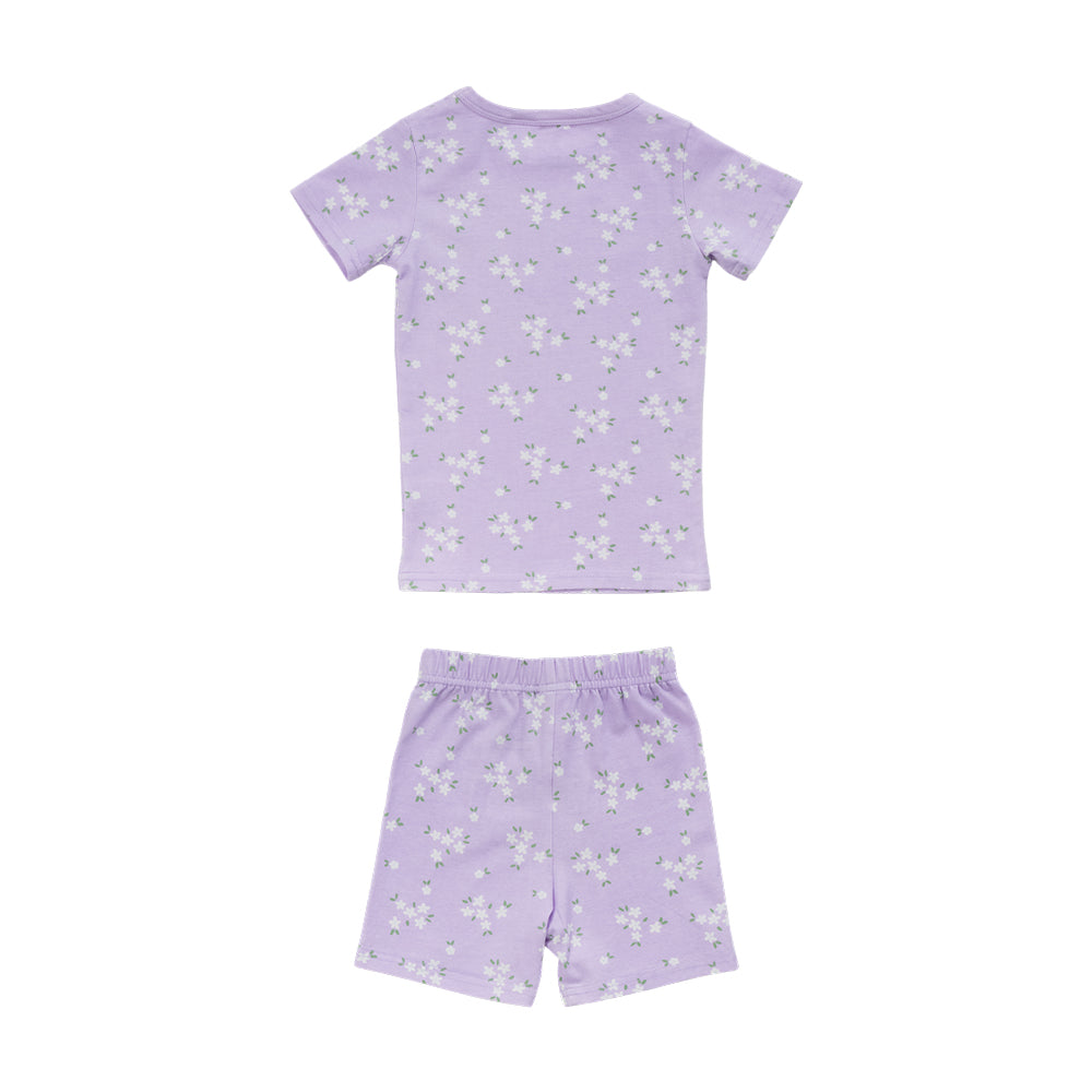 Organic Cotton Short Sleeve Pyjamas - Lilac Daisy