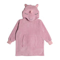Pink children's towelling lounge hoodie with a unicorn hood
