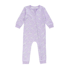Organic Cotton Zipsuit - Lilac Daisy