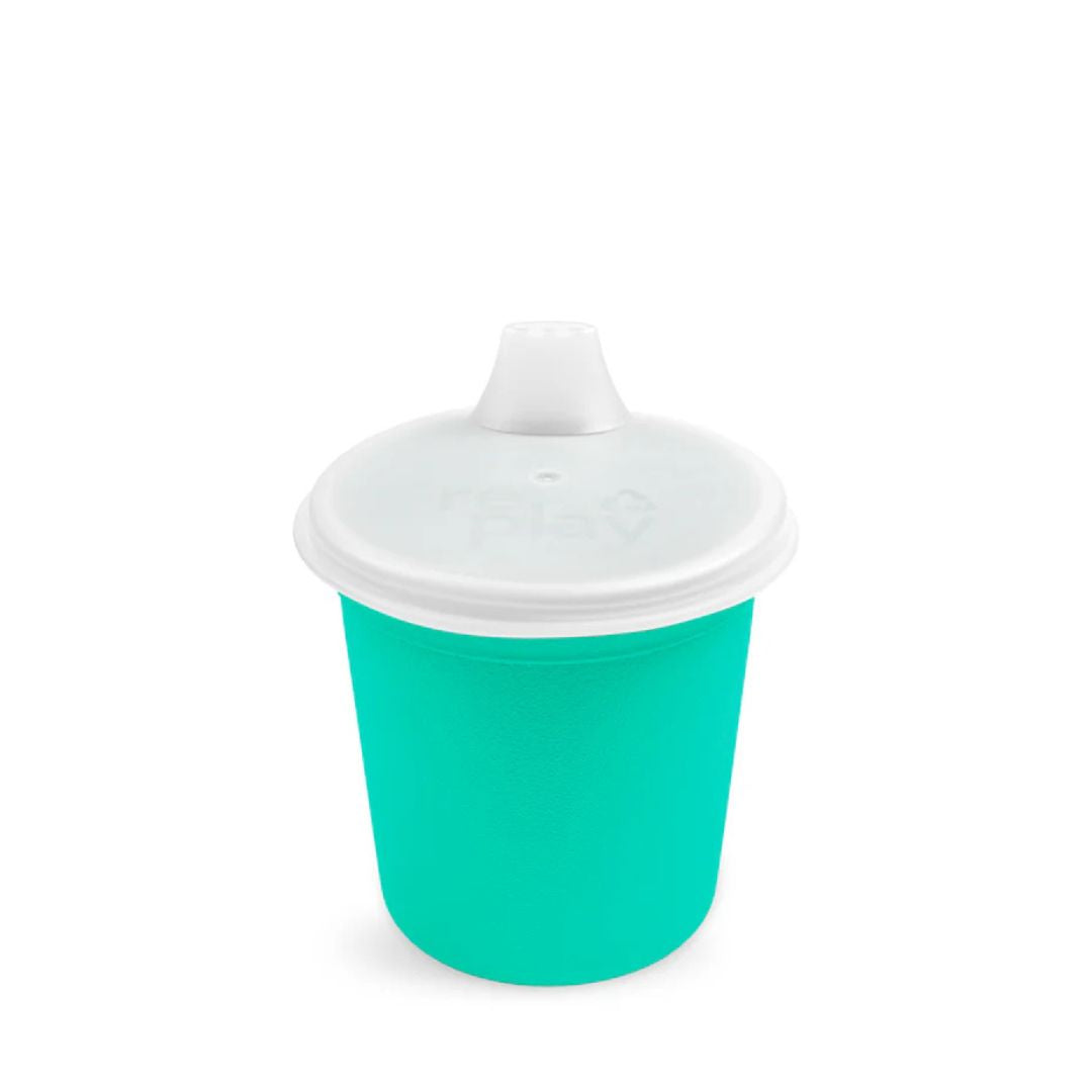 A Aqua Re-Play Tiny Tumbler with Lid - Aqua on a white background