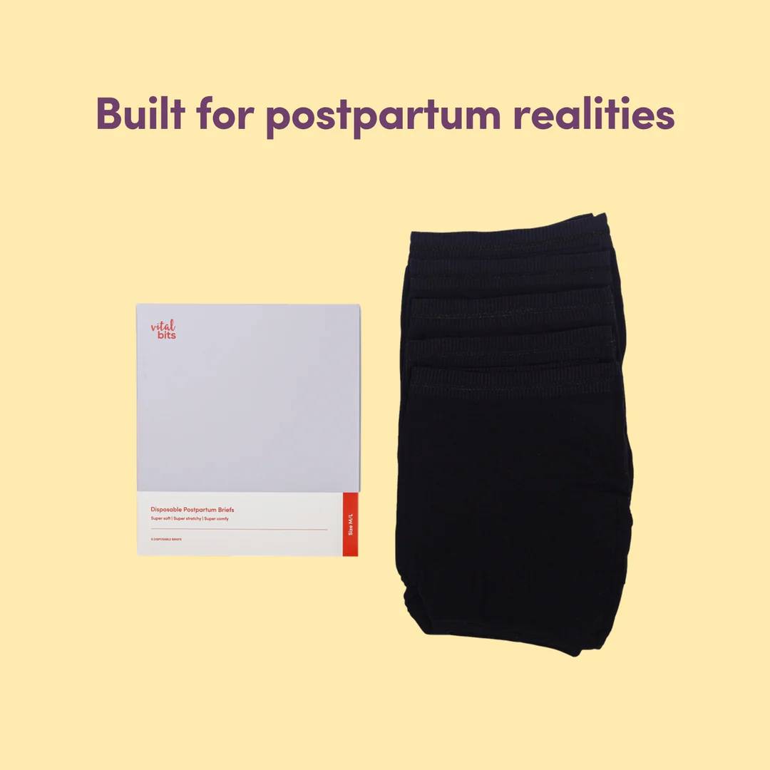 Vital Bits Disposable Postpartum Briefs 5pk - Black