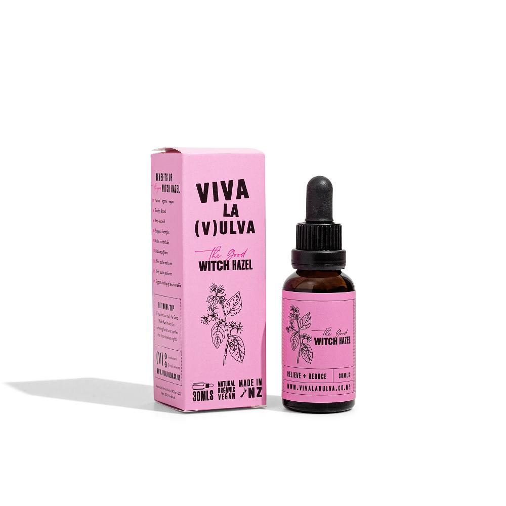 Viva La Vulva witch hazel against white background.