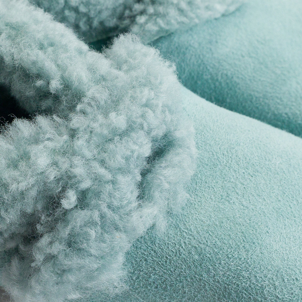 Close-up of teal fabric with textured trim