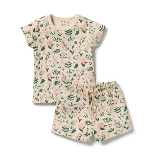Short Sleeve Pyjamas - Sweet Bloom on a white background. 