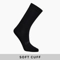 Black merino crew socks on a white background