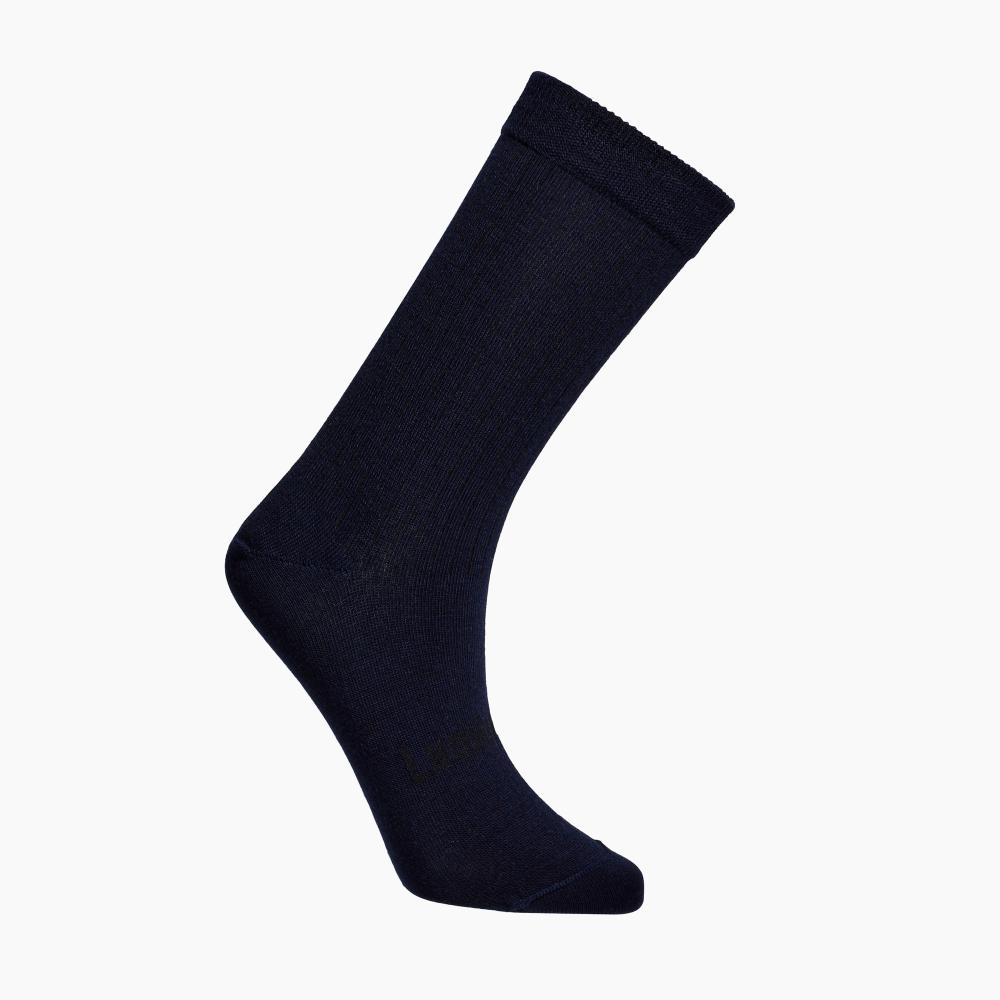 Navy Crew Merino Socks on a white background