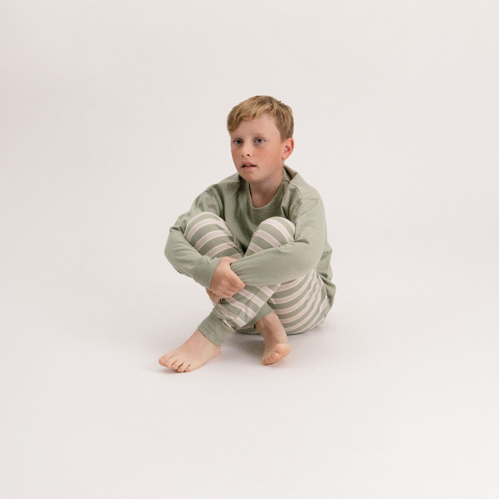 Merino Cotton Relaxed Winter Pyjamas - Flax/Dune